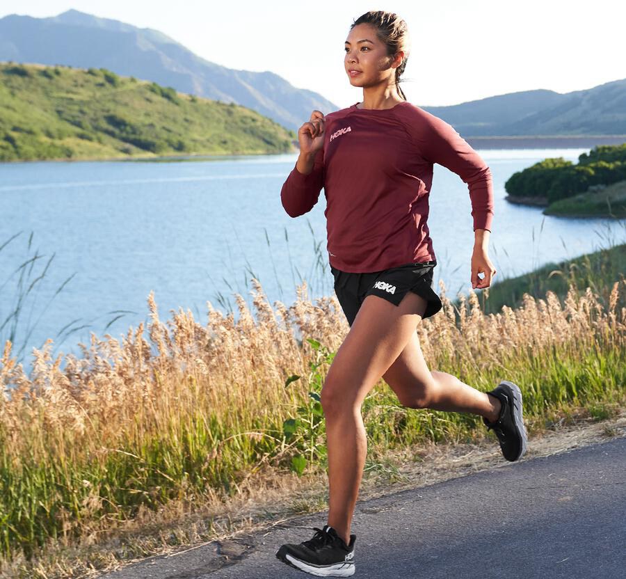 Hoka One One Womens Tops - Performance 3/4 Sleeve - Brown - XHNR07132